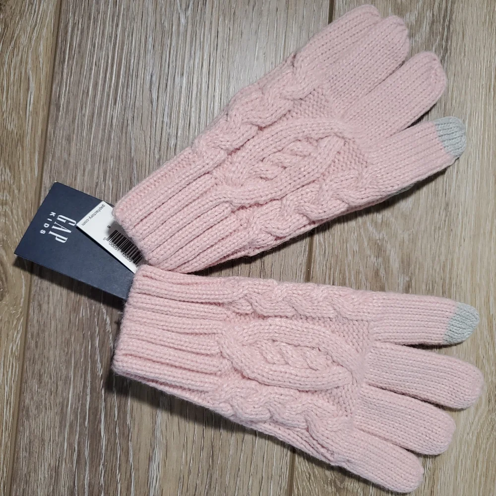 GAP girls pink cable knit touchscreen winter gloves Size Small